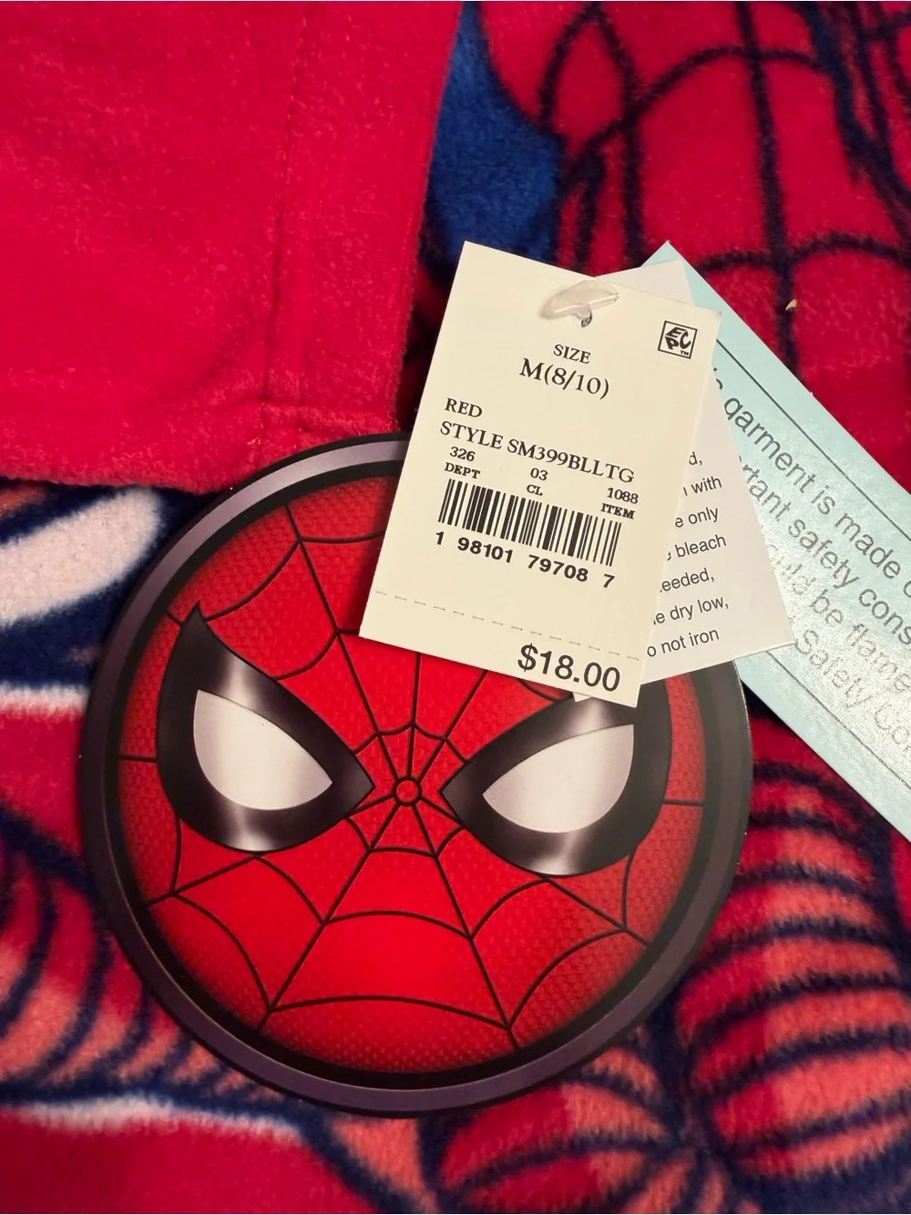 Marvel Spider-Man 3 Piece Fleece Pajama Set with Grip Socks Boys Medium 8/10 NWT